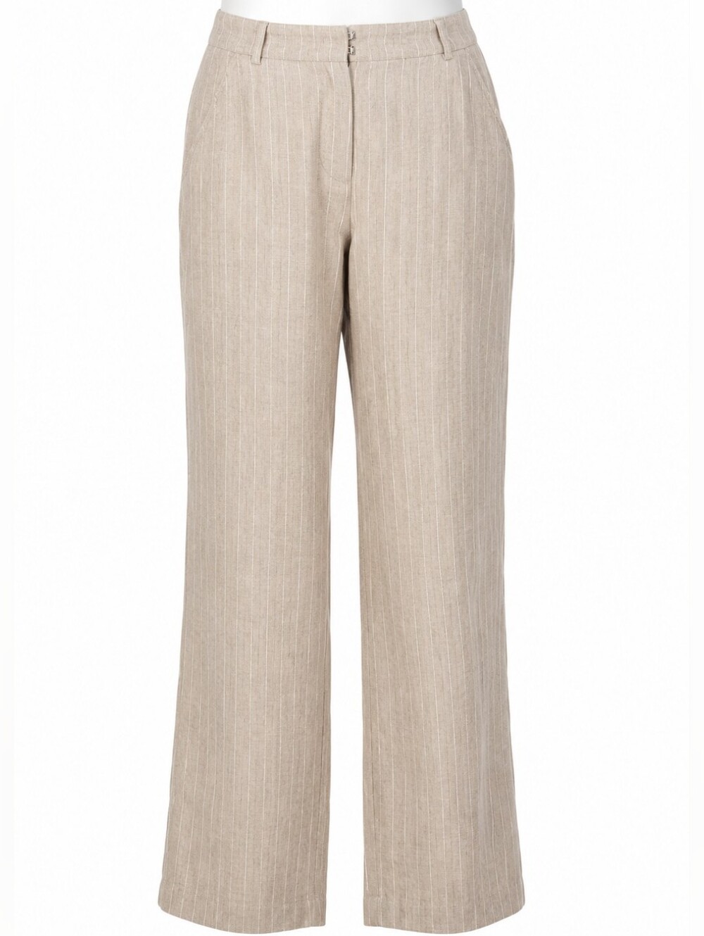 COLDWATER CREEK | 100% Linen Pinstripe Wide Leg Tan Career Coastal Pants | 18W